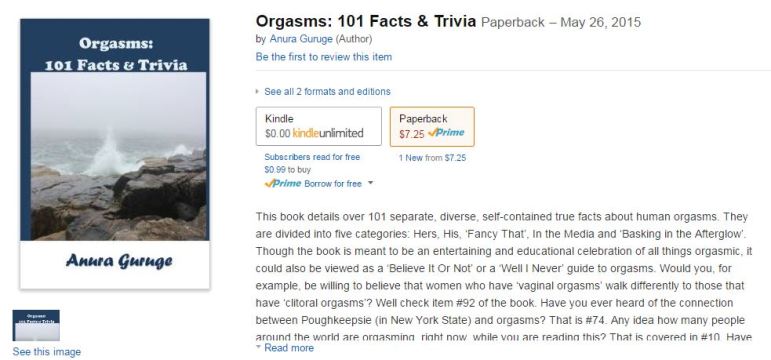 Orgasms 101 Facts and Trivia book by Anura Guruge